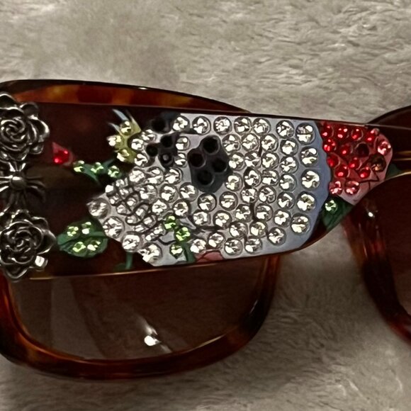 RARE/ED HARDY TATTOO Sunglasses Black Skull & Roses EHS001 Crystals W/Case main image 10